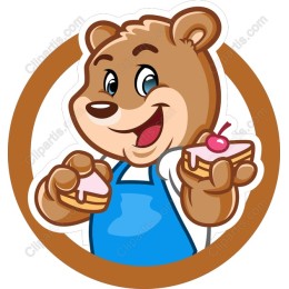 Cheerful Bear with Sweet Pastries