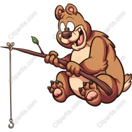 Charming Cartoon Bear Fishing