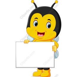 Cheerful Cartoon Bee with Blank Sign