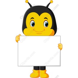 Cute Cartoon Bee with Blank Sign