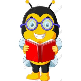 Cheerful Cartoon Bee with Book