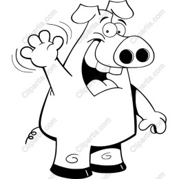 Cheerful Cartoon Pig