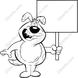 Playful Cartoon Dog with Blank Sign