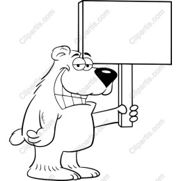 Cartoon Bear with Blank Sign