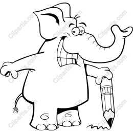 Cheerful Elephant with Pencil