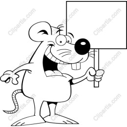 Cartoon Mouse with Blank Sign