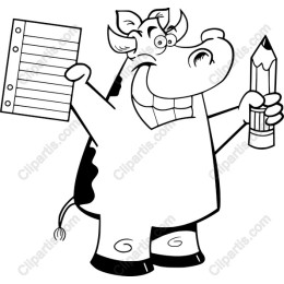 Cow with Notepad and Pencil