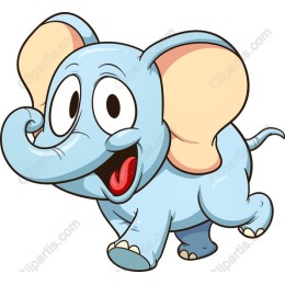 Cheerful Blue Cartoon Elephant