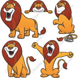 Playful Cartoon Lion Set
