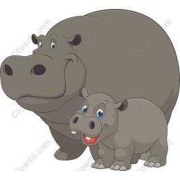 Cute Hippo Family