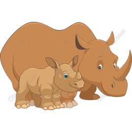 Adorable Mother and Baby Rhino