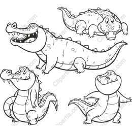 Playful Cartoon Crocodile Set