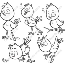 Whimsical Cartoon Bird Set