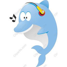 Cheerful Dolphin with Headphones