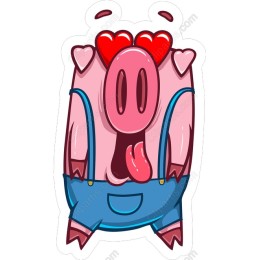 Cheerful Cartoon Pig with Hearts
