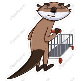 Disgruntled Otter with Shopping Cart