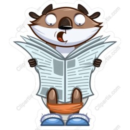 Playful Otter Reading Newspaper