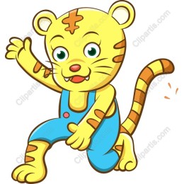 Adorable Cartoon Tiger in and
