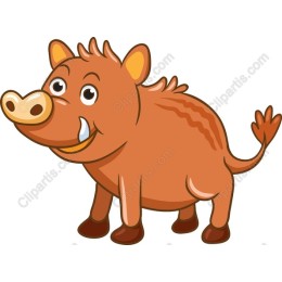 Whimsical Cartoon Wild Boar