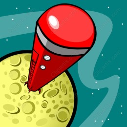 Red Rocket Launching from Moon