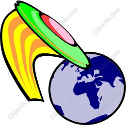 Whimsical UFO and Earth
