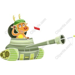 Cheerful Cartoon Deer in Tank