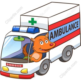 Cheerful Cartoon Ambulance with Dog