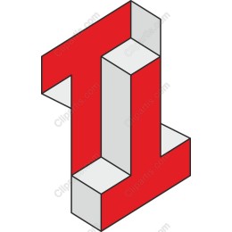 3D Geometric in Red and Gray