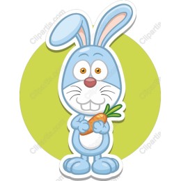 Cheerful Blue Bunny with Carrot