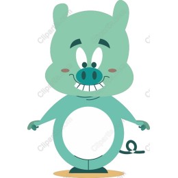 Cheerful Cartoon Pig