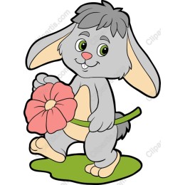 Cheerful Bunny with Flower