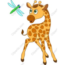 Playful Giraffe and Dragonfly