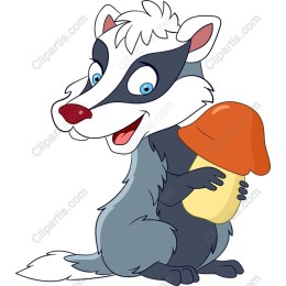 Charming Cartoon Badger with Mushroom