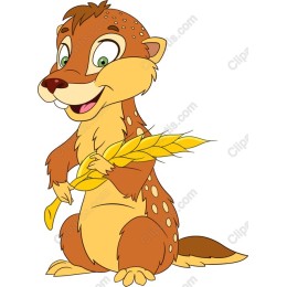 Cheerful Woodland Creature with Wheat