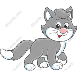 Playful Gray Cartoon Cat