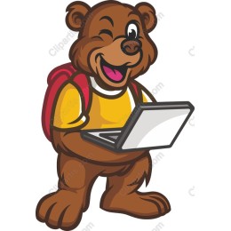 Cheerful Bear with Laptop