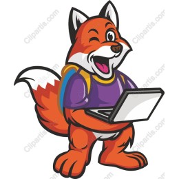 Cheerful Fox with Laptop