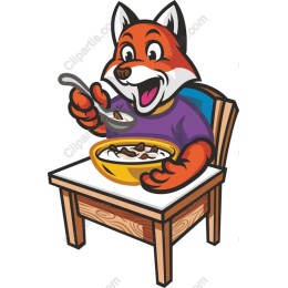 Cheerful Fox Enjoying Breakfast