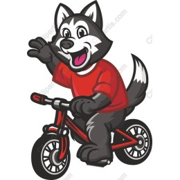 Cheerful Wolf with Bicycle