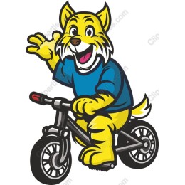 Cheerful Cartoon Character Riding Bicycle