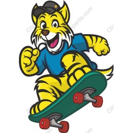 Playful Tiger Skateboarding