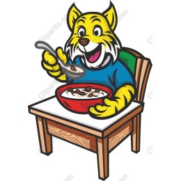 Playful Tiger Eating Cereal