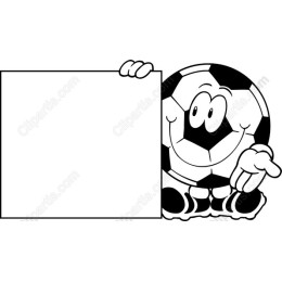 Cartoon Soccer Ball Character with Blank Sign