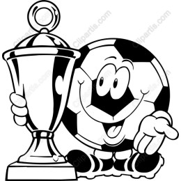 Cheerful Soccer Ball with Trophy