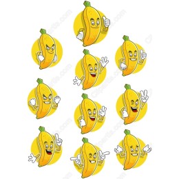 Cheerful Banana Character Clipart Set
