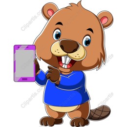 Playful Beaver with Smartphone