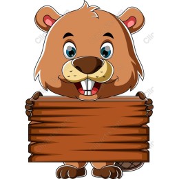 Cartoon Beaver Holding a Sign