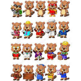 Beaver Character Set - 20 Unique
