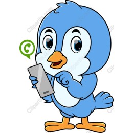 Cheerful Blue Cartoon Smartphone Bird
