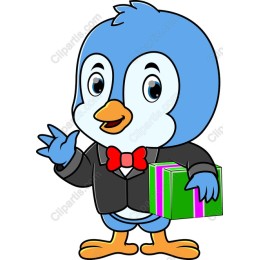 Charming Bluebird in Tuxedo with Gift Box